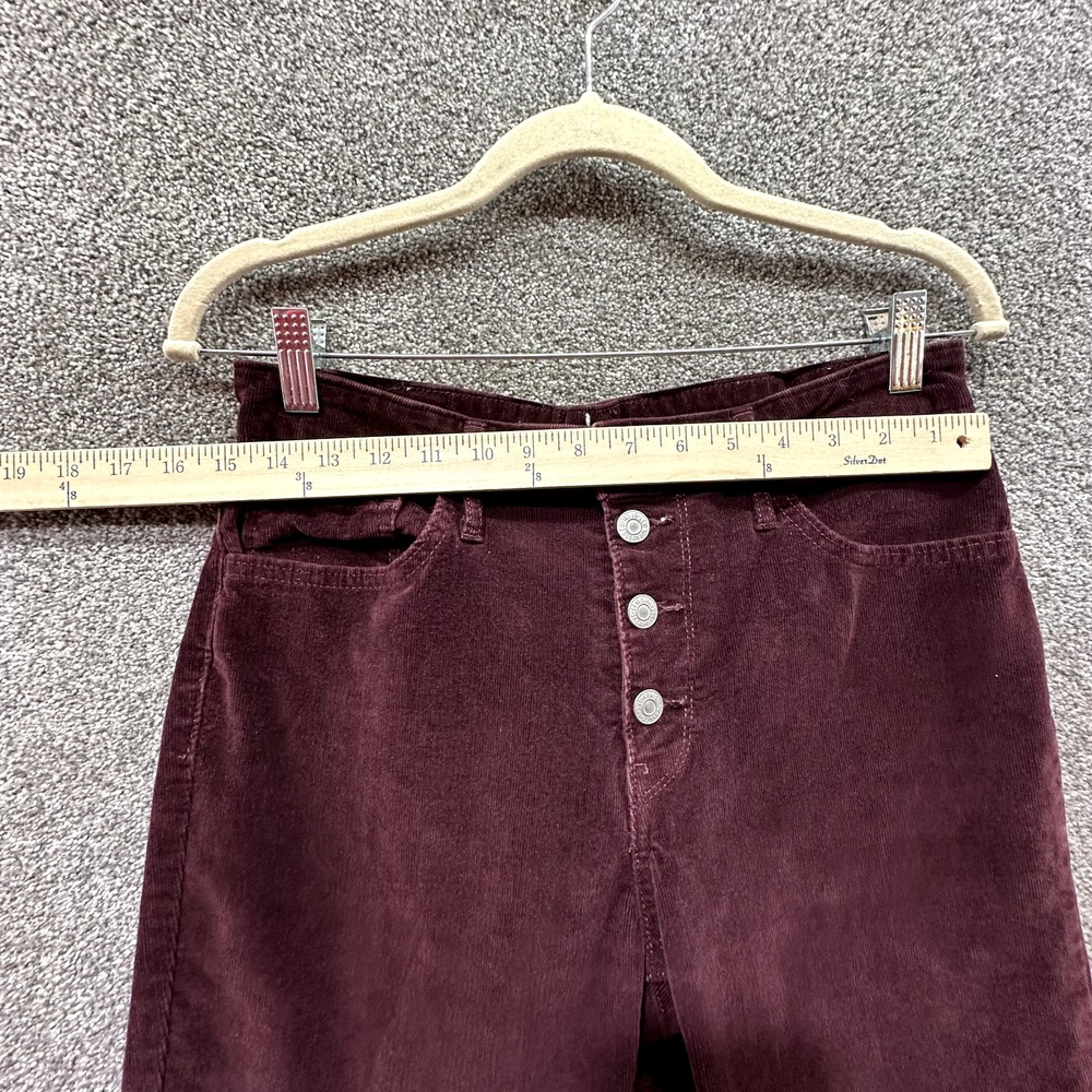 Levis 721 Corduroy Pants Women 29 Burgundy High Rise Skinny Exposed Button Fly - Picture 5 of 16